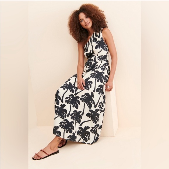 FARM Rio One-Shoulder Black and White Maxi Dress - Picture 3 of 11